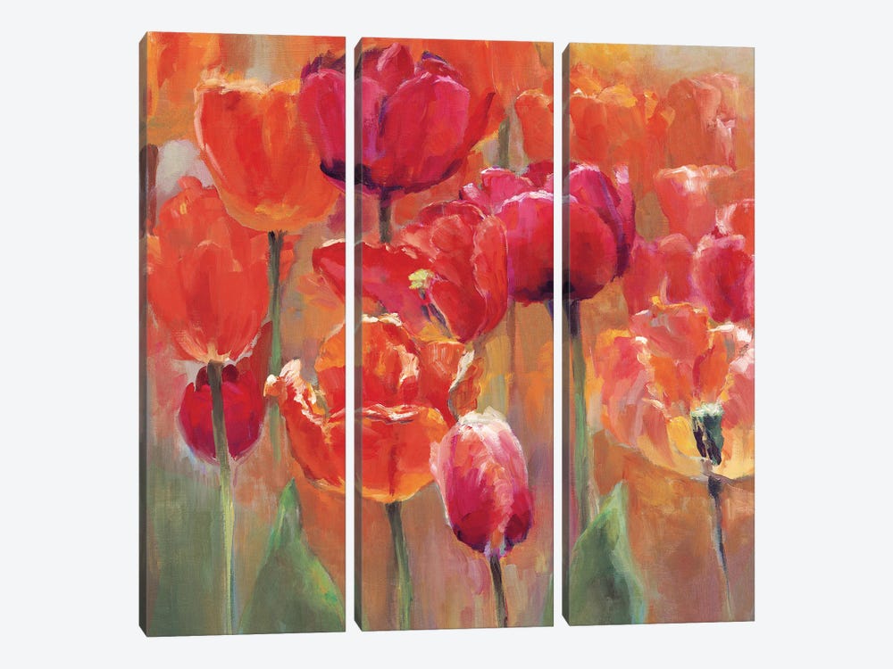 Tulips In The Midst-Red (Left) by Marilyn Hageman 3-piece Canvas Art Print