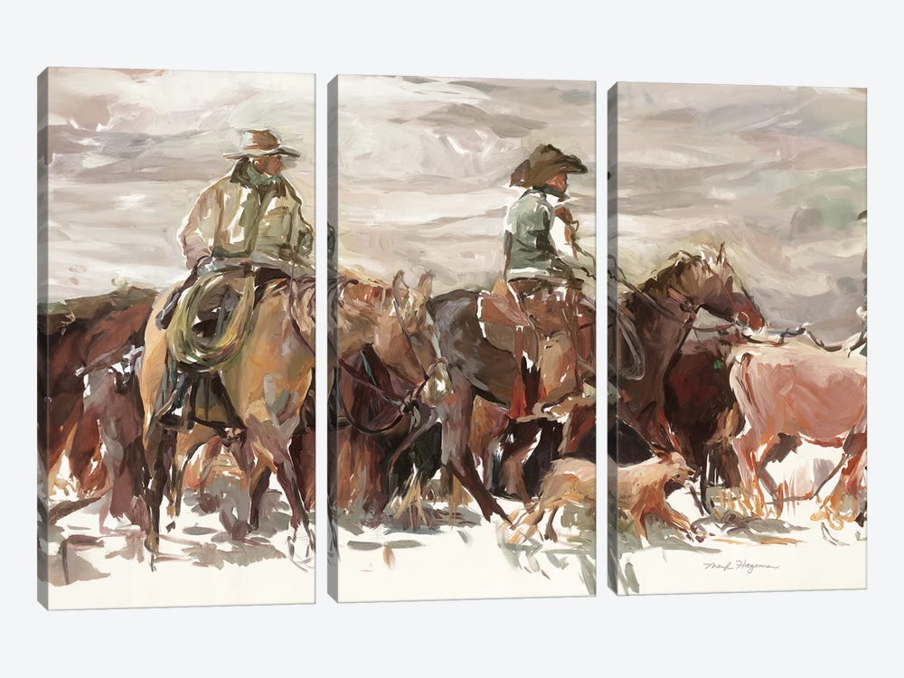 The Round Up Natural by Marilyn Hageman 3-piece Canvas Print
