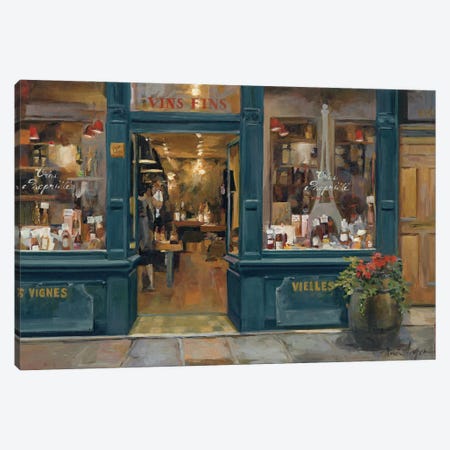 Parisian Wine Shop Canvas Print #HGM41} by Marilyn Hageman Canvas Artwork