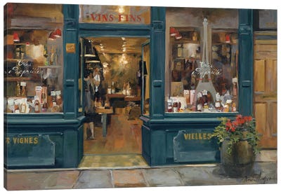 Parisian Wine Shop Canvas Art Print - Oil Painting