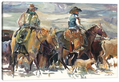 The Roundup Canvas Art Print - Cowboy & Cowgirl Art
