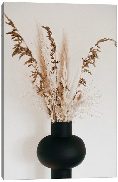 Black Vase Canvas Art Print - Grass Art