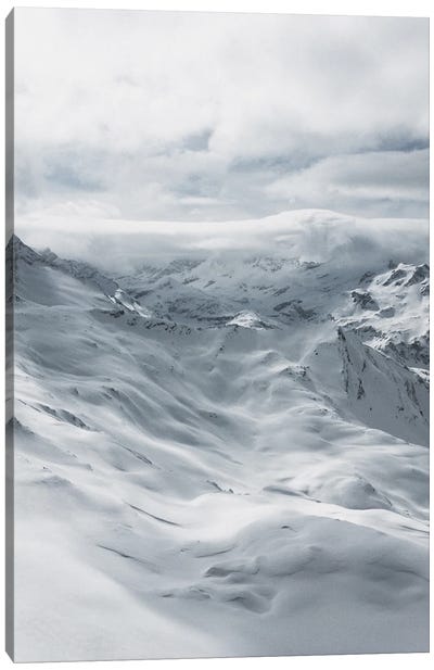 Mountains - Cloudy Alps Canvas Art Print - Monochromatic Photography