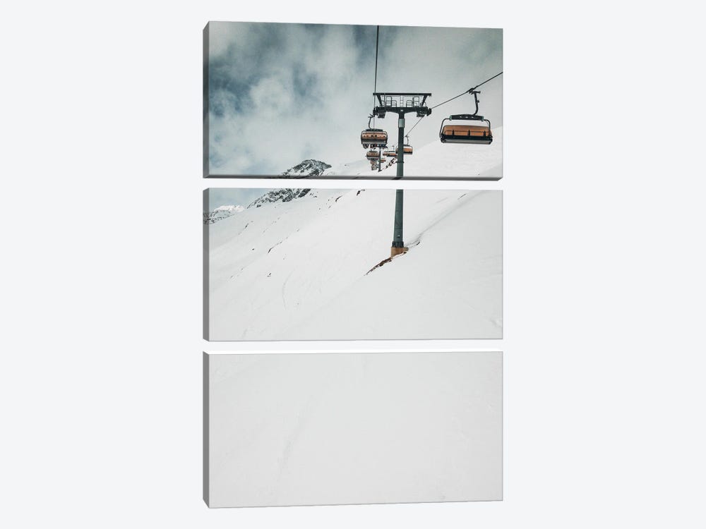 Riding The Lift In Winter by Sebastian Hilgetag 3-piece Canvas Artwork
