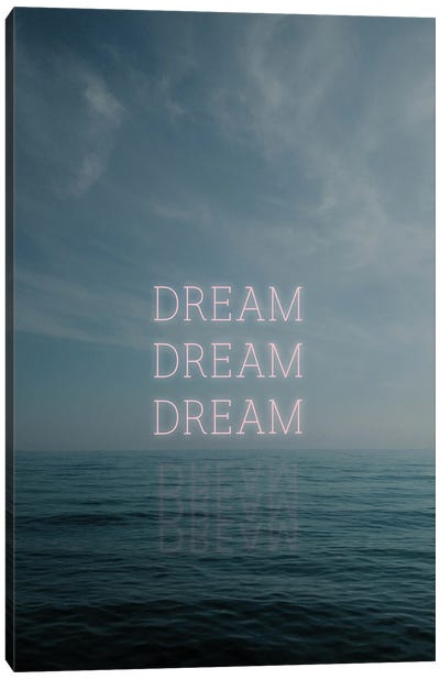 Dream Dream Dream Canvas Art Print - Neon Typography