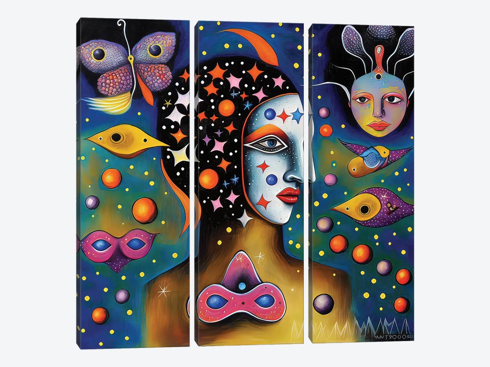 Astral Dreamers VI by Hugo Valentine 3-piece Canvas Print