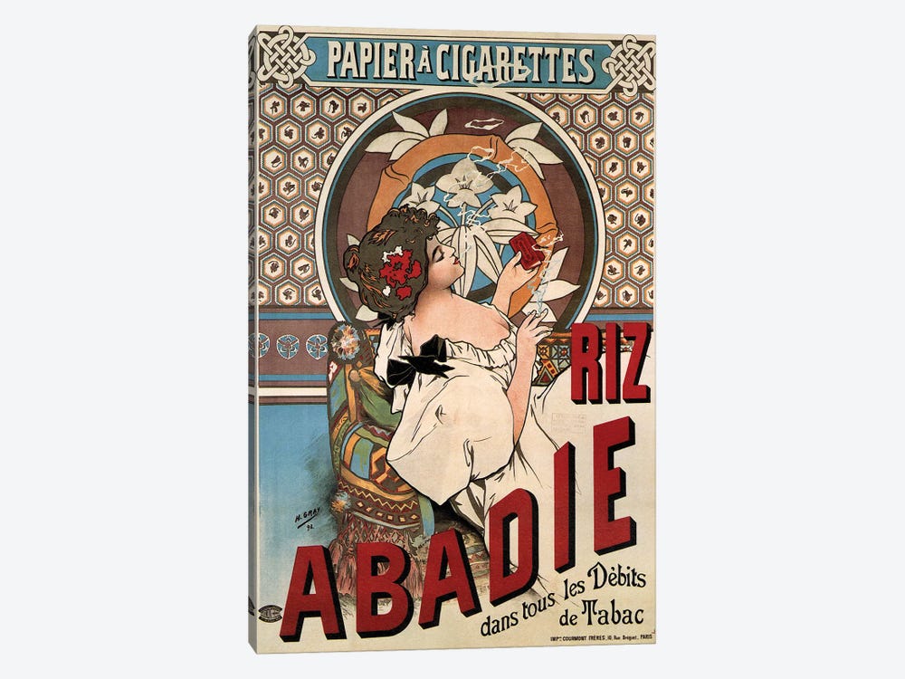 Riz Abadie, Cigarette Rolling Paper, 1898 by Henri Gray 1-piece Canvas Art Print