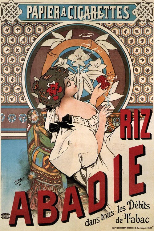 Riz Abadie, Cigarette Rolling Paper, 1898 by Henri Gray wall art
