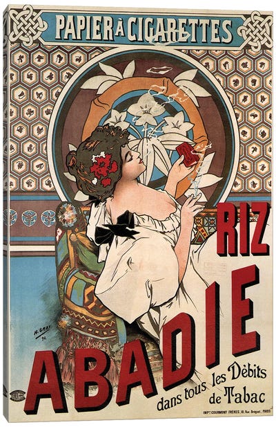 Riz Abadie, Cigarette Rolling Paper, 1898 Canvas Art Print