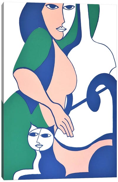 La Musicienne II Canvas Art Print - Cubist Visage