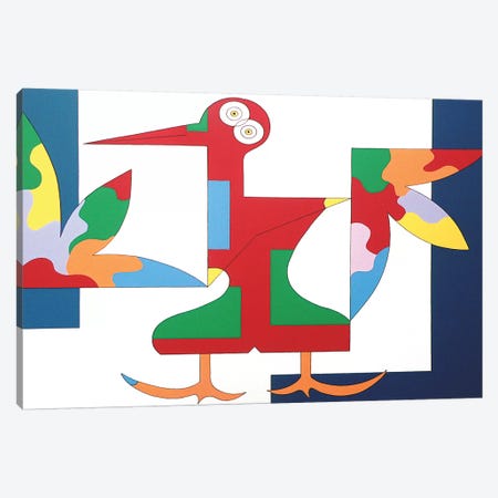 The Free Red Bird XL Canvas Print #HHA200} by Hildegarde Handsaeme Canvas Wall Art
