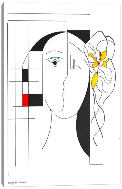A Blossoming Portrait Canvas Art Print - Line Art