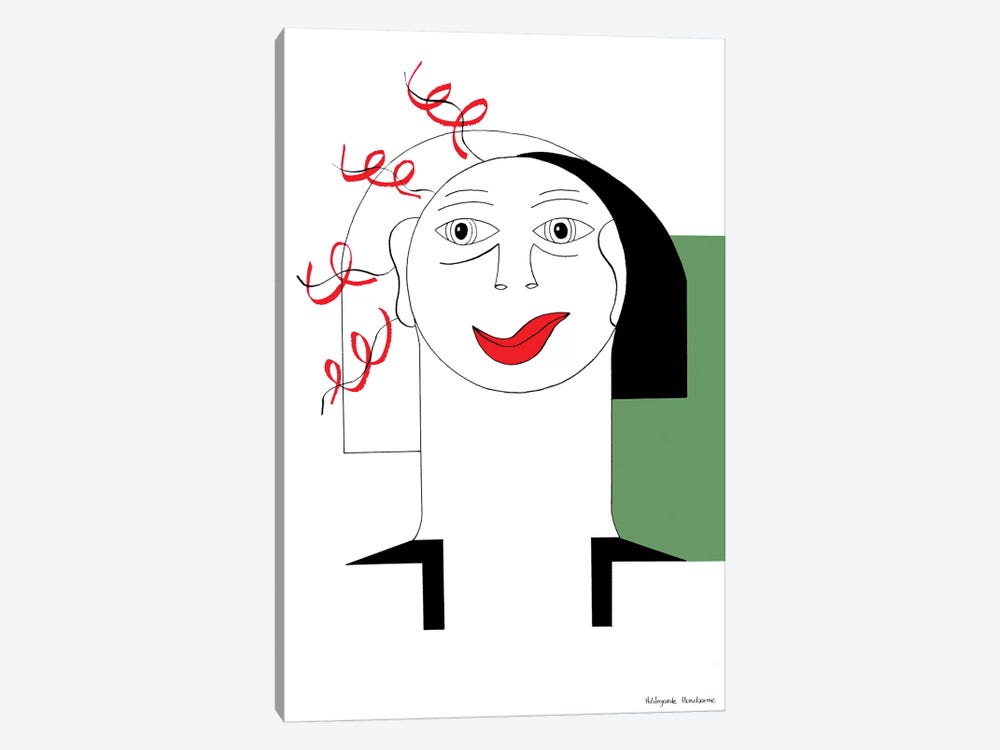 Red Curl With Green by Hildegarde Handsaeme 1-piece Canvas Print