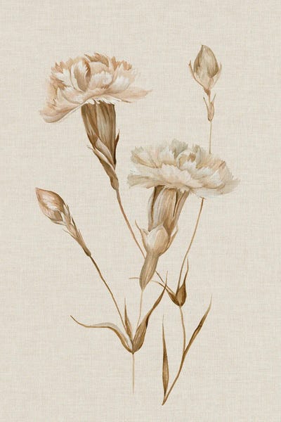 Delicate Blooms On Linen Canvas I