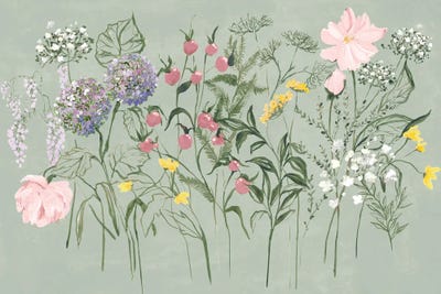 Garden Blooms On Soft Green