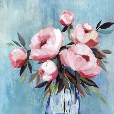 Hannah Dawson - Framed Fine Art Prints: Pink Petals In Glass Vase by Hannah Dawson
