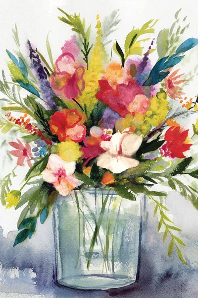 Vibrant Blooms In Glass Vase