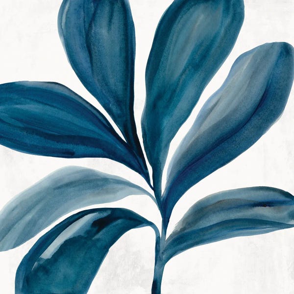 Blue Leaf In Watercolor Serenity I