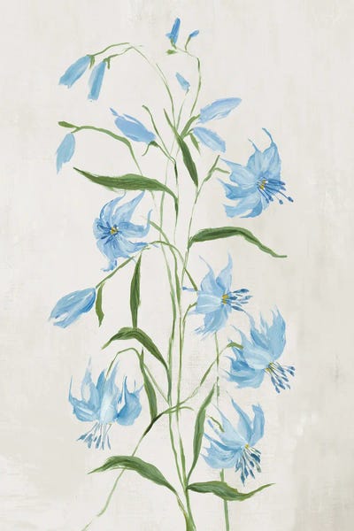 Blue Blossoms On Pale Canvas