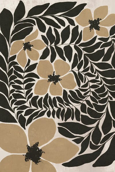 Botanical Harmony In Black And Gold