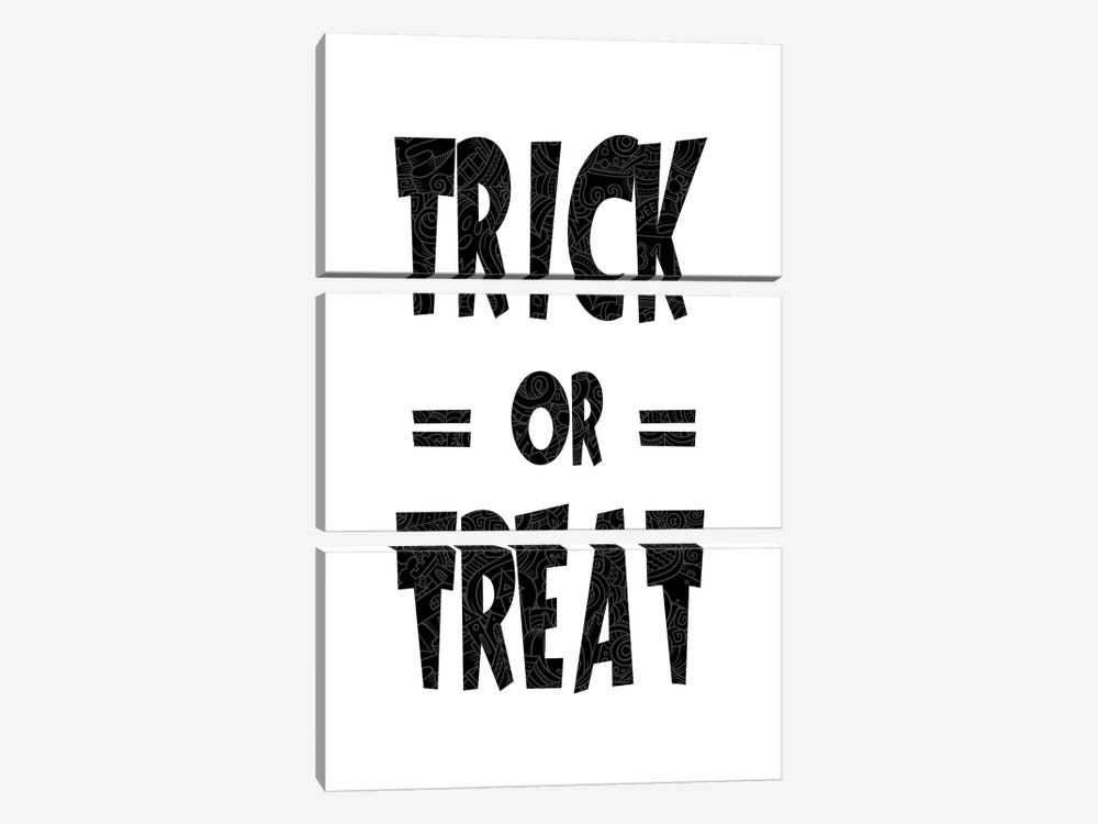 Trick Or Treat On B&W by 5by5collective 3-piece Canvas Art Print