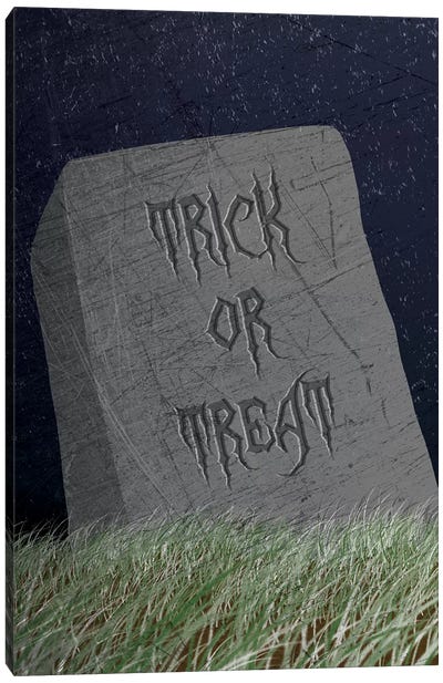 Trick Or Treat Gravestone Canvas Art Print - Halloween Art