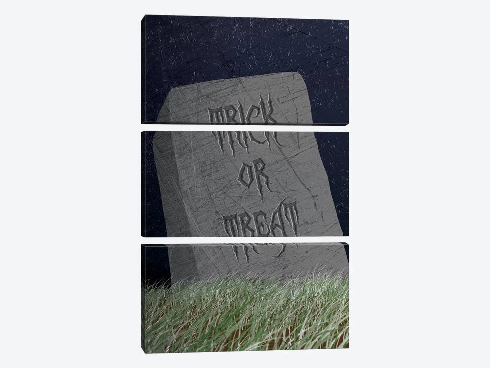 Trick Or Treat Gravestone by 5by5collective 3-piece Canvas Art