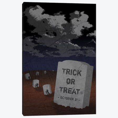 Trick Or Treat Gravestone II Canvas Print #HHO9} by 5by5collective Canvas Print