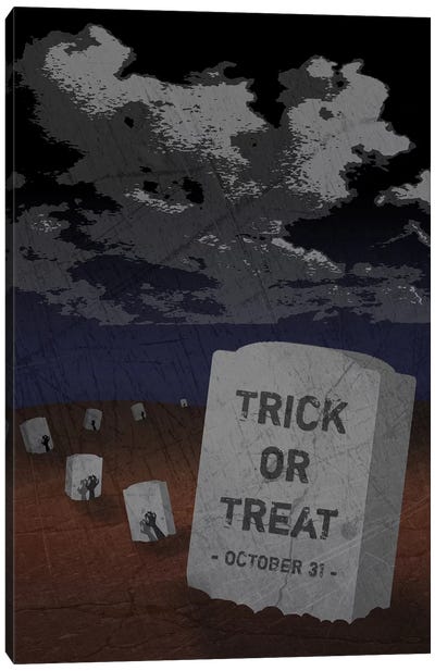 Trick Or Treat Gravestone II Canvas Art Print - Halloween Art