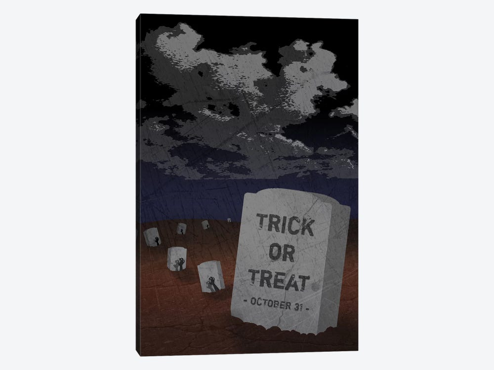 Trick Or Treat Gravestone II by 5by5collective 1-piece Canvas Art Print