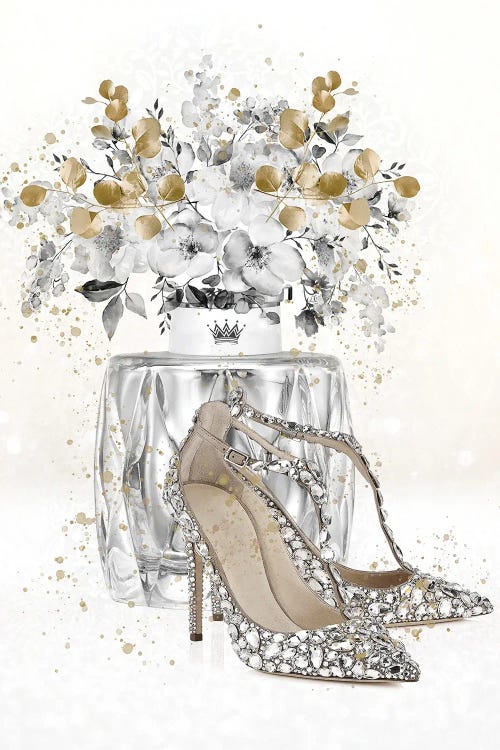 Gold Shoes And Flowers by Heather Grey wall art