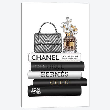 Gold Fashion Books Canvas Print #HHP18} by Heather Grey Canvas Wall Art