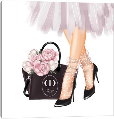 Handbags And Roses Canvas Art Print - Dior Art