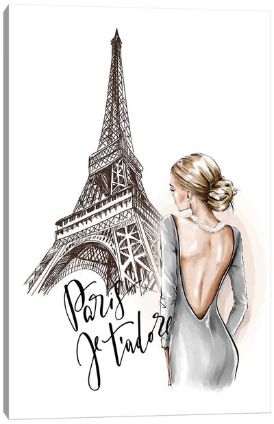 Love Paris Canvas Art Print - Heather Grey