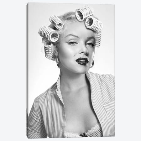 Marilyn In Hot Rollers Canvas Print #HHP30} by Heatherphotoart Canvas Artwork