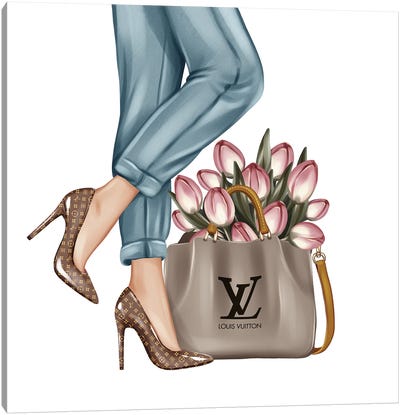 Shoes And Tulips Canvas Art Print - High Heel Art