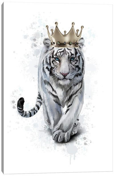 White Tiger Queen Canvas Art Print - Heather Grey