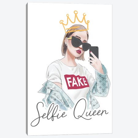 Selfie Queen Canvas Print #HHP53} by Heather Grey Canvas Wall Art