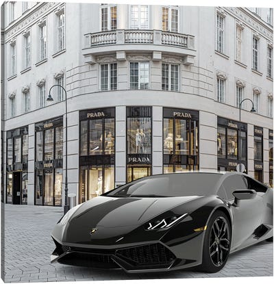 Shopping And Cars Canvas Art Print - Lamborghini