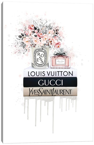 Books And Flowers Canvas Art Print - Gucci Art