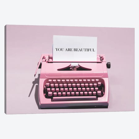 You Are Beautiful And Pink Canvas Print #HHP76} by Heather Grey Canvas Art Print
