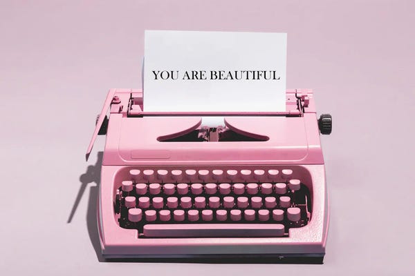 Typewriters: You Are Beautiful And Pink by Heather Grey