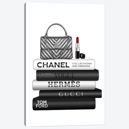 Books And Lipstick Canvas Print #HHP7} by Heather Grey Canvas Wall Art