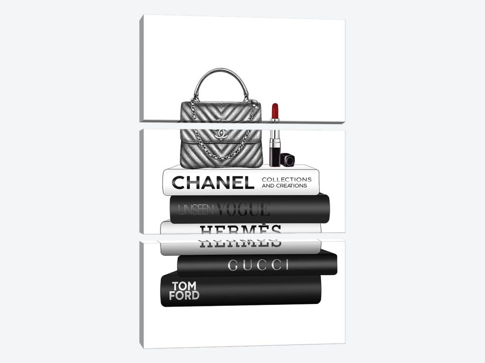 Books And Lipstick by Heather Grey 3-piece Canvas Wall Art