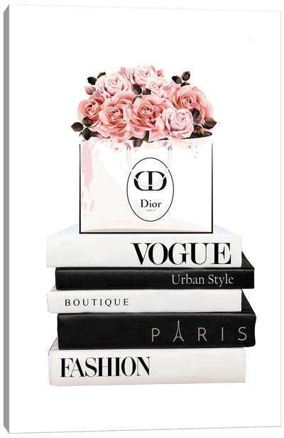 Books And Roses Canvas Art Print - Dior Art