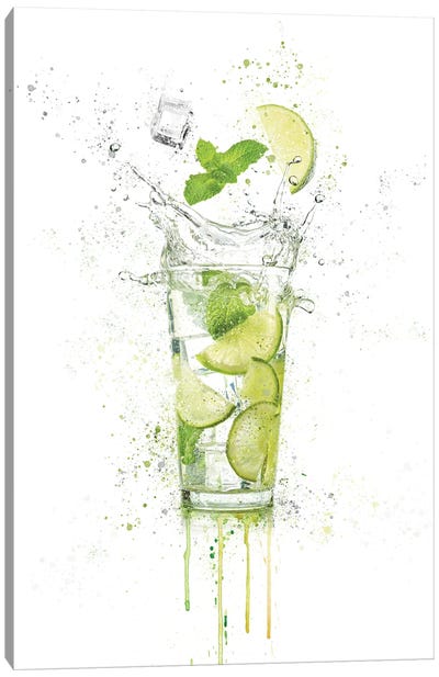 Summer Drink Canvas Art Print - Heather Grey