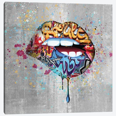 Graffiti Lips Canvas Print #HHP95} by Heather Grey Canvas Print