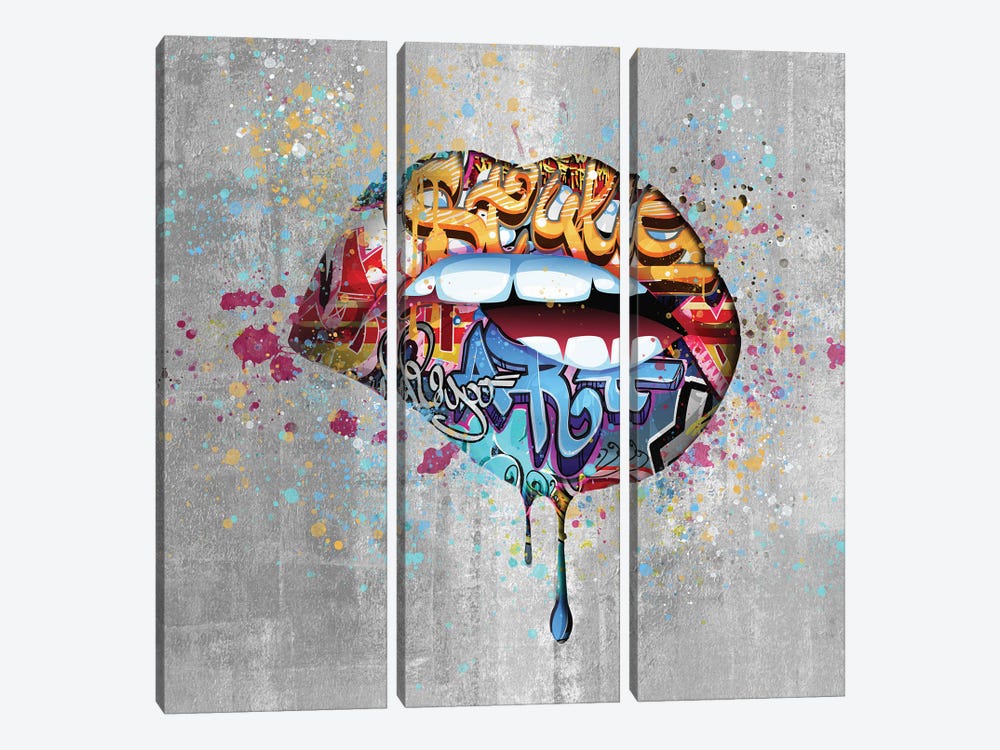 Graffiti Lips by Heather Grey 3-piece Canvas Wall Art