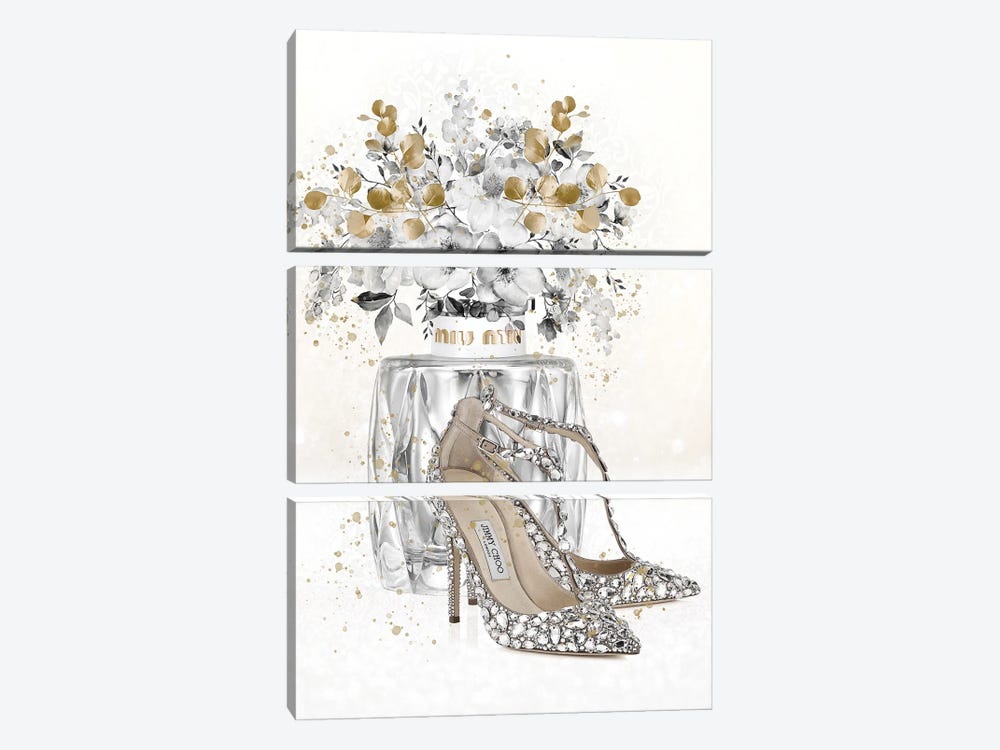 Gold J Shoe by Heather Grey 3-piece Art Print