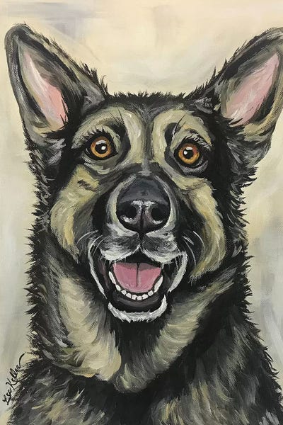 German Shepherd On Cream by Hippie Hound Studios metal wall art